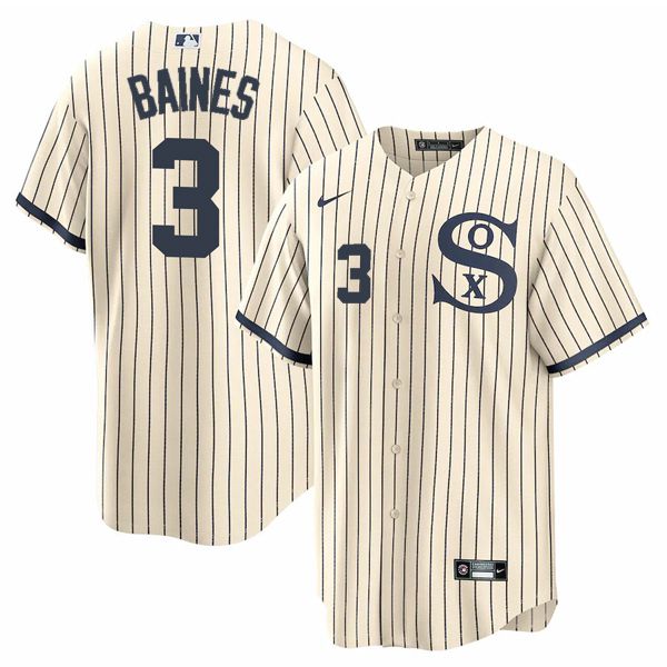 Men Chicago White Sox #3 Baines Cream stripe Dream version Game Nike 2021 MLB Jersey->chicago white sox->MLB Jersey